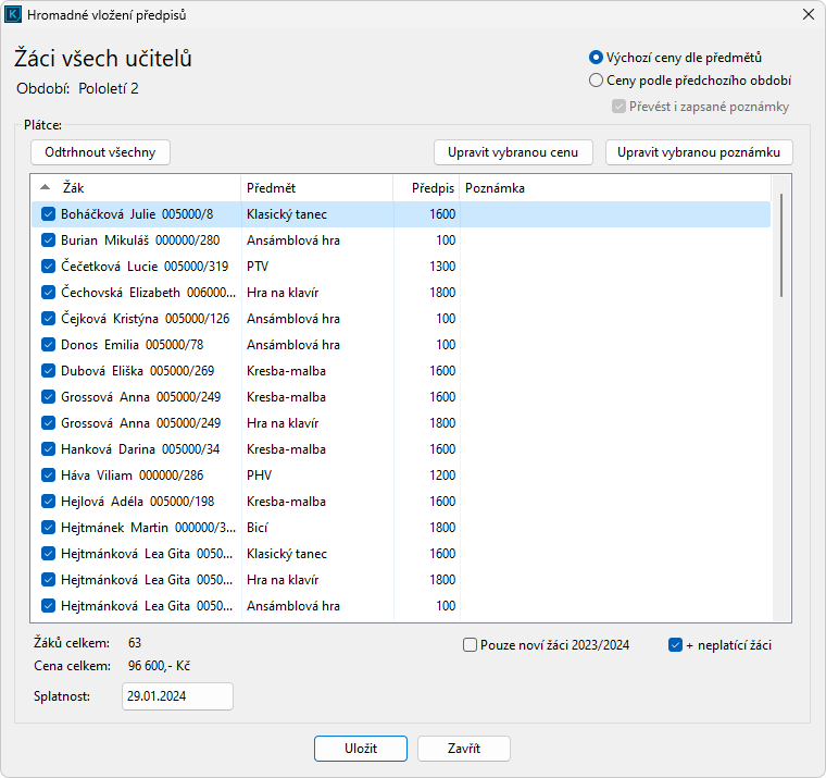 Vkládání předpisů