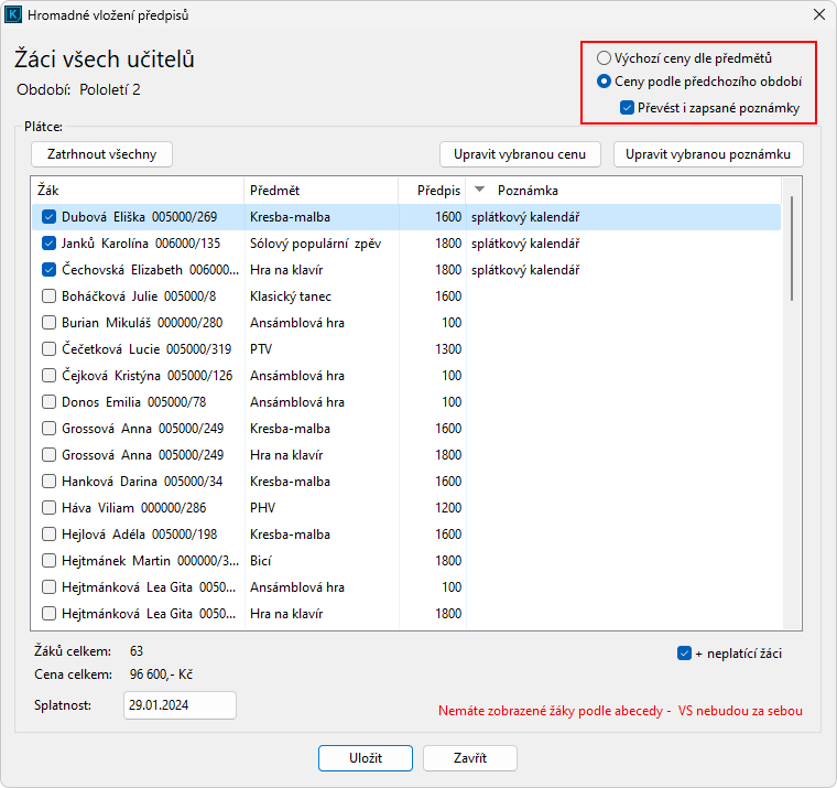 Vkládání předpisů dle předchozího
