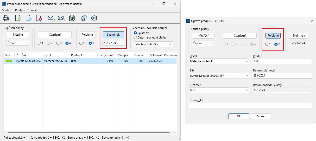 Vkládání předpisů