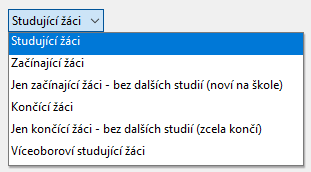 Filtr zobrazení žáků
