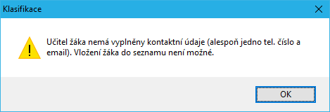 Nevyplněný kontakt učitele